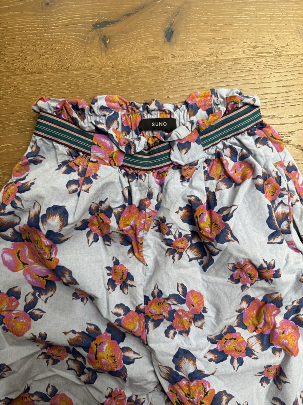 Suno Floral Paperbag Waist Pants Tie Belt Lightweight Boho Chic size M - Picture 3 of 5